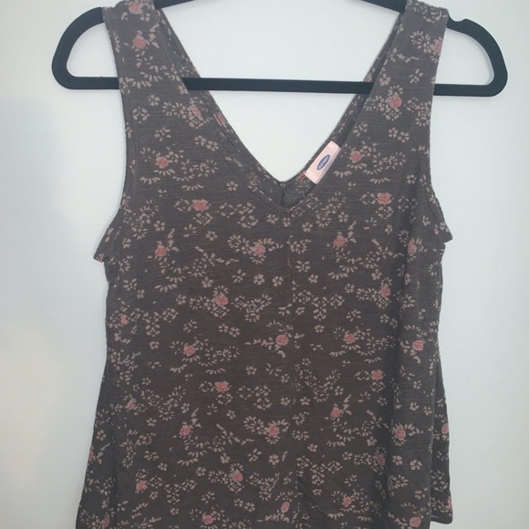 Green Floral Old Navy V-neck Tank Top- Extra Small - Picture 3 of 3